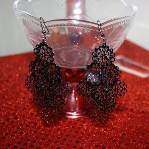 Silver Flower Dangle Earrings Women's Fashion Jewelry